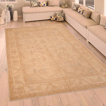 handmade Traditional Kafkaz Chobi Ziegler Beige Lt. Brown Hand Knotted RECTANGLE 100% WOOL area rug 8 x 10